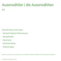 Auserwählter | die Auserwählten