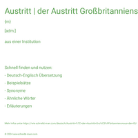 Austritt | der Austritt Großbritanniens aus der EU