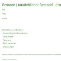 Bestand | tatsächlicher Bestand | eiserner Bestand | Zahl der Migranten