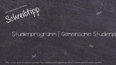 Schreibtipp Studienprogramm | Gemeinsame Studienprogramme