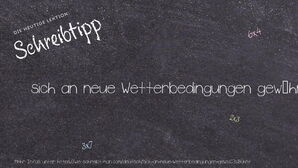 Wie schreibt man sich an neue Wetterbedingungen gewöhnt? Bedeutung, Synonym, Antonym & Zitate.