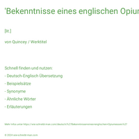 'Bekenntnisse eines englischen Opiumessers'