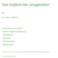 'Das Unglück des Junggesellen'