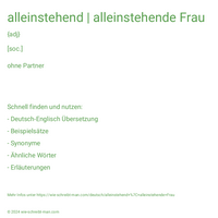 alleinstehend | alleinstehende Frau