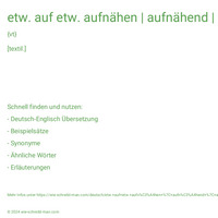 etw. auf etw. aufnähen | aufnähend | aufgenäht