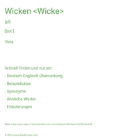 Wicken <Wicke>