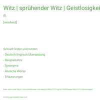 Witz | sprühender Witz | Geistlosigkeit