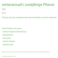 winterannuell | zweijährige Pflanze