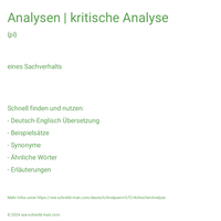 Analysen | kritische Analyse