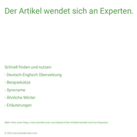 Der Artikel wendet sich an Experten.