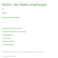 Weihe | die Weihe empfangen