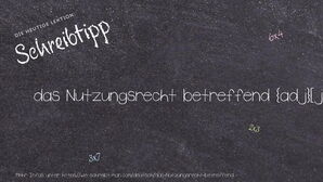 Wie schreibt man das Nutzungsrecht betreffend? Bedeutung, Synonym, Antonym & Zitate.