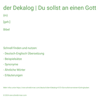 der Dekalog | Du sollst an einen Gott glauben.