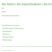 die Akren | die Gesichtsakren | die Extremitätenakren