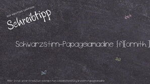 Wie schreibt man Schwarzstirn-Papageiamadine? Bedeutung, Synonym, Antonym & Zitate.