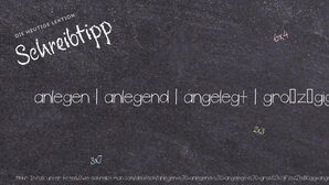 Wie schreibt man anlegen | anlegend | angelegt | großzügig angelegt? Bedeutung, Synonym, Antonym & Zitate.