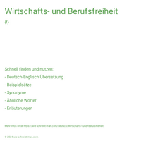 Wirtschafts- und Berufsfreiheit