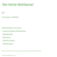 'Der letzte Mohikaner'