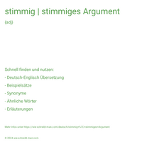 stimmig | stimmiges Argument