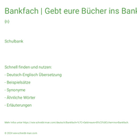 Bankfach | Gebt eure Bücher ins Bankfach.