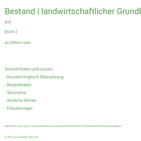 Bestand | landwirtschaftlicher Grundbesitz