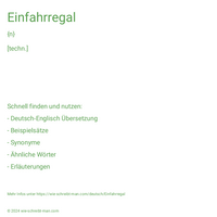 Einfahrregal