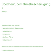 Spediteurübernahmebescheinigung