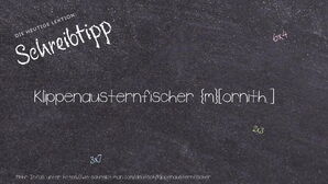 Wie schreibt man Klippenausternfischer? Bedeutung, Synonym, Antonym & Zitate.