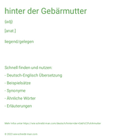 hinter der Gebärmutter