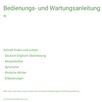 Bedienungs- und Wartungsanleitung