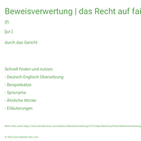 Beweisverwertung | das Recht auf faire Beweisverwertung