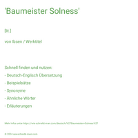 'Baumeister Solness'