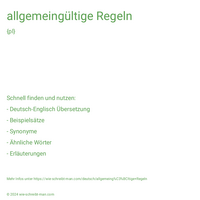 allgemeingültige Regeln