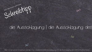 Wie schreibt man die Ausschlagung | die Ausschlagung des Vermächtnisses? Bedeutung, Synonym, Antonym & Zitate.