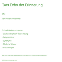 'Das Echo der Erinnerung'