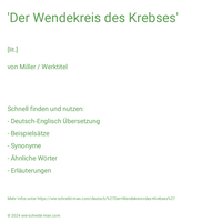 'Der Wendekreis des Krebses'