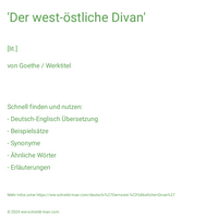 'Der west-östliche Divan'