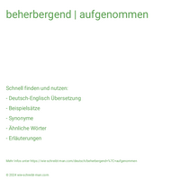 beherbergend | aufgenommen