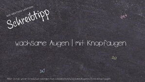 Wie schreibt man wachsame Augen | mit Knopfaugen? Bedeutung, Synonym, Antonym & Zitate.