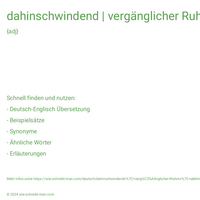 dahinschwindend | vergänglicher Ruhm | abklingende Wellen