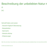 Beschreibung der unbelebten Natur mit menschlichen Gefühlen