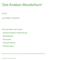 'Des Knaben Wunderhorn'