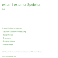 extern | externer Speicher