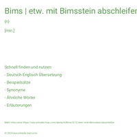 Bims | etw. mit Bimsstein abschleifen