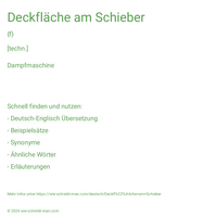 Deckfläche am Schieber