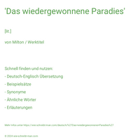 'Das wiedergewonnene Paradies'