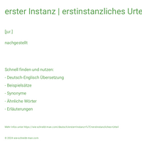 erster Instanz | erstinstanzliches Urteil