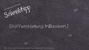 Wie schreibt man Stoffwechselweg? Bedeutung, Synonym, Antonym & Zitate.