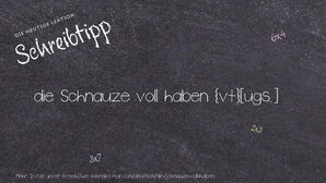 Wie schreibt man die Schnauze voll haben? Bedeutung, Synonym, Antonym & Zitate.