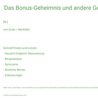 'Das Bonus-Geheimnis und andere Geschichten aus der Business Class'